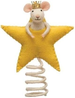 Amazon.com: for 9" Mouse in Yellow Star Felted Wool Christmas Tree Topper Home Christmas Ornament : Home & Kitchen Wool Christmas Tree, Star Christmas Tree Topper, Felt Star, Christmas Tree Star Topper, Christmas Ornament Tree, Star Christmas Tree, Sweet Trees, Christmas Topper, Felt Tree