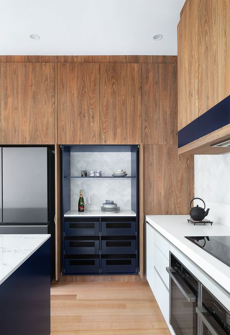 An impractical, dark, bland and uninspiring Melbourne kitchen is dramatically transformed into a modern and contemporary take on 1950's glamour. Laminex Kitchen, Kitchen Renovation Cost, Glamorous Kitchen, Ikea Kitchen Design, Walnut Kitchen, Timeless Kitchen, Wood Colour, Pinterest Home, Kitchen Nook