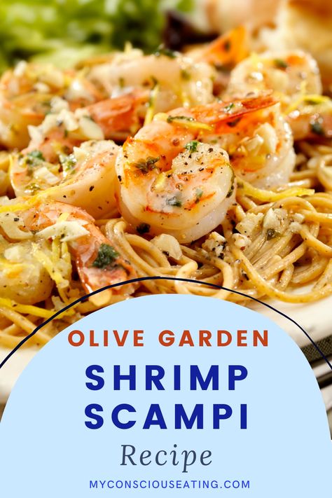 Shrimp scampi garnished with parsley and Parmesan Shrimp Scampi With Parmesan Cheese, Copycat Olive Garden Shrimp Scampi, Shrimp Scampi Olive Garden Recipe, Olive Garden Shrimp Scampi Recipe, Shrimp Scampi Recipe Easy, Olive Garden Shrimp Scampi, Baked Ziti With Chicken, Seafood Dish Recipes, Filet Mignon Recipes