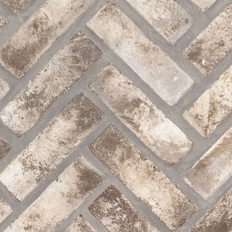 Brick Herringbone, Stone Mortar, Herringbone Mosaic Tile, Mudroom Flooring, Laundry Room Update, Brick Floor, Laundry Design, Painted Floor, Glass Subway Tile