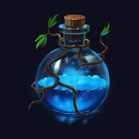 Potion Shop, Ux Project, Npc Ideas, Healing Potion, Magic Bottles, Green Magic, Rpg Map, Fantasy Props, 3d Design