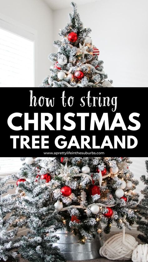 Wooden Garland On Christmas Tree, Christmas Tree Ideas With Garland, Wool Garland Christmas Tree, Unique Christmas Tree Garland, Christmas Tree With Cranberry Garland, How Much Garland For Christmas Tree, Tree With Bead Garland, How To Put Beaded Garland On Christmas Tree, How To Garland Christmas Tree