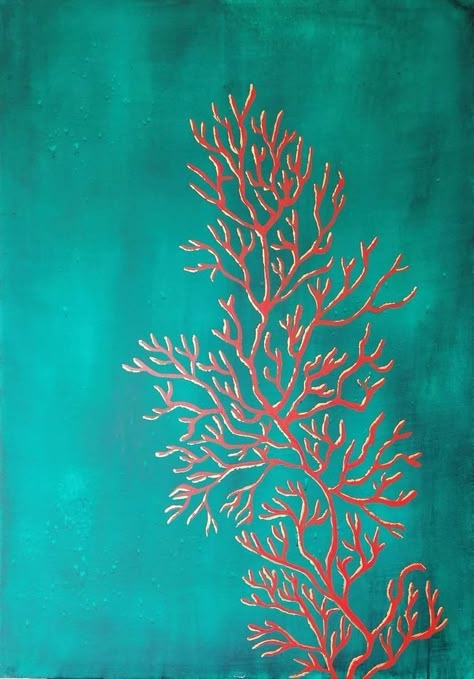 Coral Drawing, Coral Painting, Bottom Of The Sea, Beach Art Painting, Sea Life Art, Coral Art, Under The Surface, Sea Painting, Sea Art