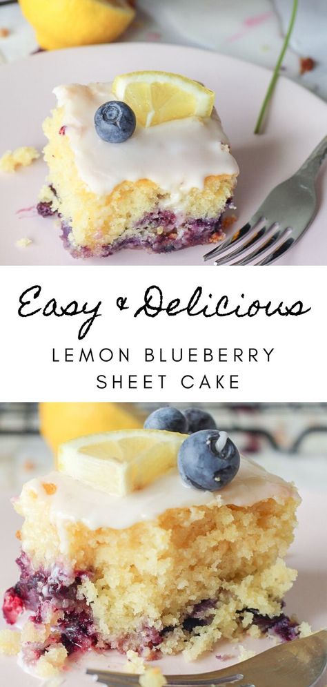 Lemon Blueberry Sheet Cake, Blueberry Sheet Cake, Lemon Sheet Cake Recipe, Snacks Summer, Tasty Snacks, Simple Dessert, Slow Cooker Desserts, Sheet Cake Recipes, Lemon Glaze