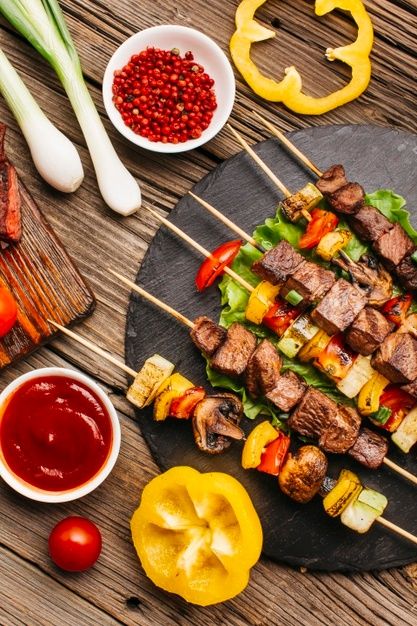 Protein Calculator, Vegetable Kebabs, Kebab Skewers, Hamburgers Grilled, Grilled Chicken Skewers, Meat Skewers, Lamb Ribs, Grilled Peppers, Bbq Skewers