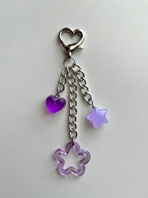 Purple Accessories Aesthetic, Purple Pastel Aesthetic, Etsy Keychain, Emily Aesthetic, Stars Y2k, Car Mirror Charms, Purple Keychain, Jewelry Business Ideas, Mirror Charms