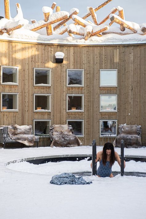 Arctic Bath - Ice Plunge Pool In The Swedish Lapland Spa Building, Ice Plunge, Swedish Lapland, Huskies Sled, Cold Plunge, Traditional Fireplace, Wooden Cabins, Winter Getaway, Plunge Pool