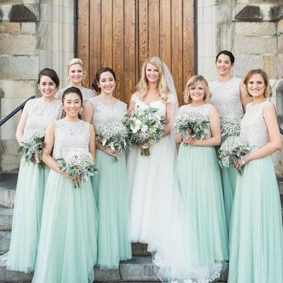 Pastel Green Dress, Wedding Fabrics, Maternity Bridal Gowns, Mint Green Bridesmaids, Backyard Wedding Photography, Tulle Skirt Bridesmaid, Mint Green Bridesmaid Dresses, Flowy Skirts, Bridesmaid Skirts