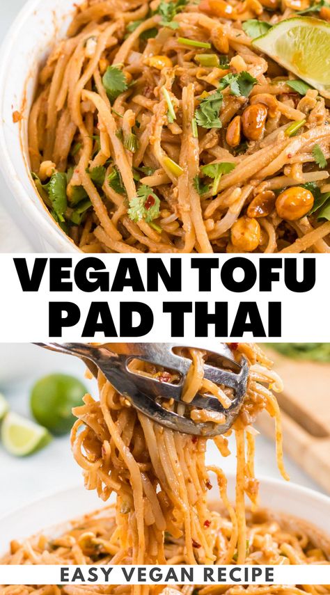 If you ever wanted to learn how to make your own pad Thai recipe, this is the dish for you! This vegan tofu pad Thai is made with just a few simple ingredients including tofu, rice noodles and fresh vegetables. The key to this recipe is in the pad Thai sauce, which is made with a combination of tamarind paste, soy sauce, and coconut sugar. It’s delicious, straightforward to make and will quickly become a family favourite! Pad Thai Tofu, Pad Thai Recipe Vegetarian, Tofu Pad Thai Recipe, Vegan Pad Thai Sauce, Tofu Ideas, Tofu Meals, Vegan Tofu Recipes, Green Treats, Tamarind Recipes