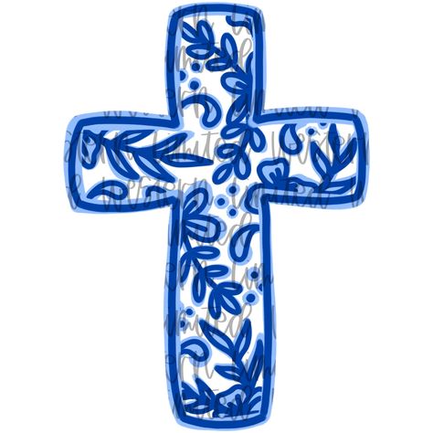 Easy Christian Canvas Painting, Easy Blue Paintings, Aesthetic Cross, Floral Chinoiserie, Christian Drawings, Christian Graphics, Vintage Meets Modern, Christian Sublimation, Cross Png