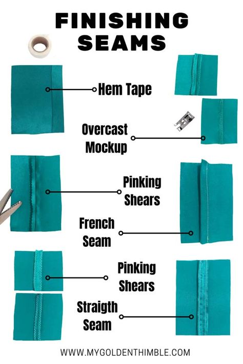 8 Ways to Easily Finish Seams without a Serger like a Professional. Finishing Seams Without A Serger, How To Finish Seams Without A Serger, Serge Without A Serger, Seam Finishes Haute Couture, Easy Clothes To Sew For Beginners, Sewing Corners, Pant Patterns, Seam Finishes, Serger Stitches