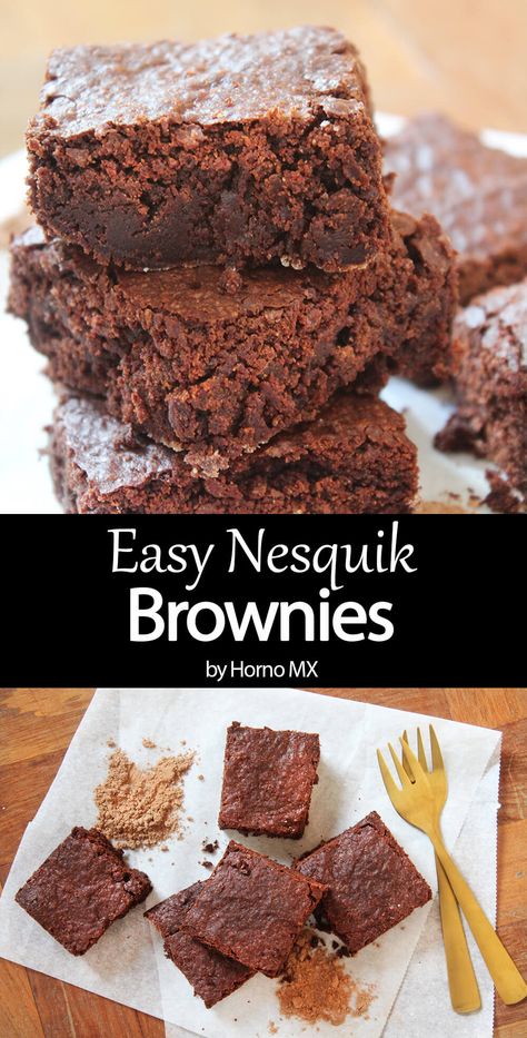 Nesquik Brownies Recipes, Nesquick Brownies, Nesquik Brownies, Easiest Brownies, Quick And Easy Brownies, Nesquik Recipes, Simple Brownies, Brownies Chewy, Yummy Brownies