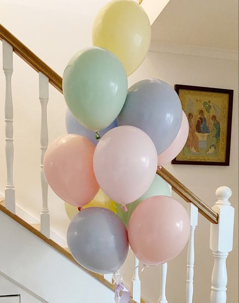 First Birthday Pastel Colors, Baloon Decorations For Birthday Pastel, Pastel Color Balloon Decor, Pastel Birthday Decor, Pastel Balloon Arrangement, Pastel Balloon Aesthetic, 2nd Birthday Photos, Pastel Birthday, 2nd Birthday Gifts