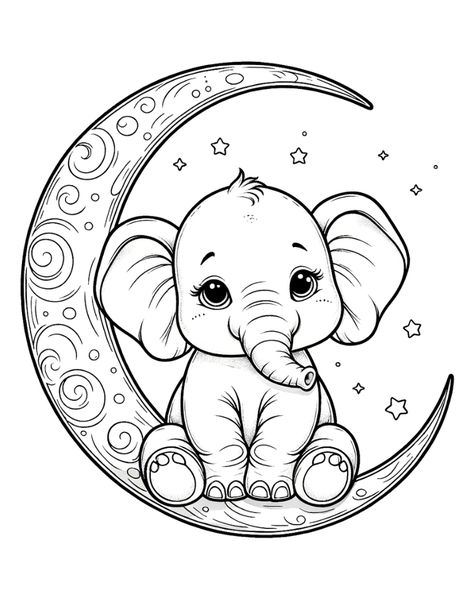 Free Printable Elephant Coloring Pages Disney Coloring Pages Free Printable, Disney Coloring Sheets Free Printables, Elephant Colouring Pages, Moon And Stars Coloring Pages, Color Pages Free Printable, Elephant Coloring Pages Free Printable, Cute Elephant Drawings, Ocean Coloring Pages For Kids, Cute Coloring Pages Free Printable