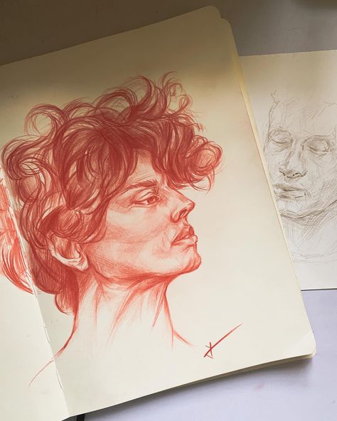 Aesthetic art Red Pencil Sketch, Bff Drawings, Pen Art Drawings, Red Pencil, Pencil Portrait, Book Art Drawings, Pen Art, Pencil Sketch, Art Sketchbook