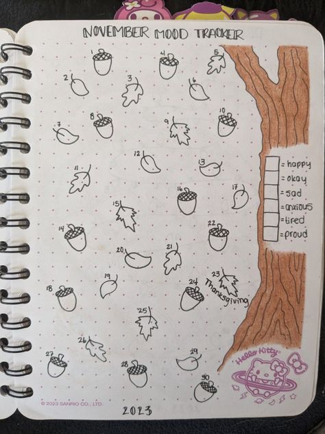 Mood Tracker For November, November Mood Tracker, November Mood, Mood Journal, Bullet Journal Ideas Templates, Creative Journal, Journaling Ideas, Mood Tracker, Reading Journal