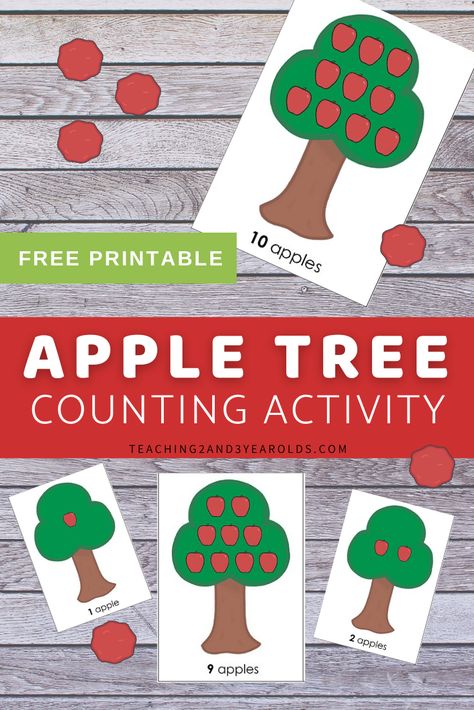 Math Apple Activities, Apple Counting, Counting Activities For Preschoolers, Preschool Apple Activities, Fall Math Activities, Toddler Math, Apple Math, Apple Preschool, Fall Preschool Activities