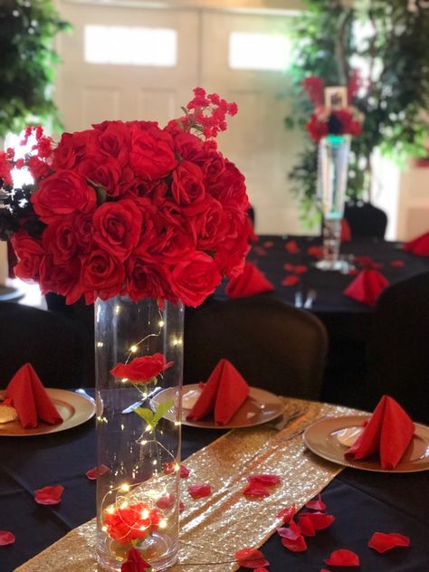 Birthday Tablescape, Planning Business, Event Planning Business, Sweet Sixteen, 60th Birthday, Quince, Red Rose, Red Floral, Tablescapes