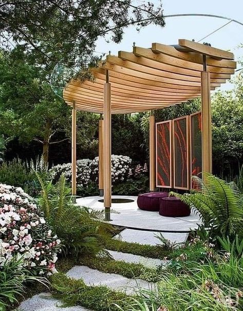 Random Landscape, Garden Scapes, Outdoor Gazebo, Pergola Ideas, Plants Ideas, Garden Arbor, Pergola Canopy, Wooden Pergola, House Photos