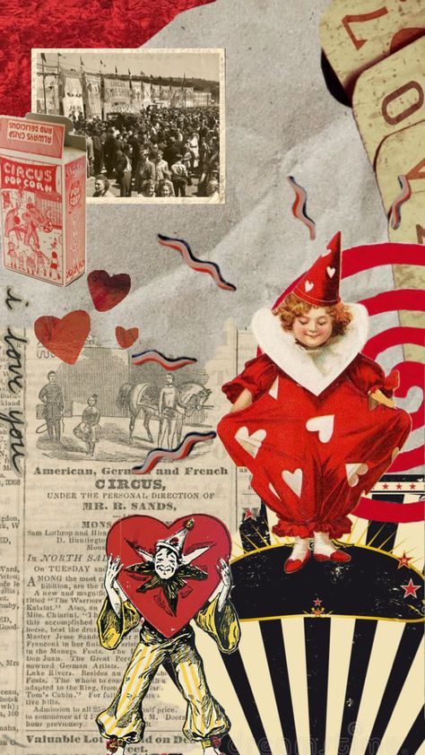 Circus of love #vintage #wallpaper #circus #clown #valentinesday Love Vintage Wallpaper, Circus Wallpaper, Corn Pops, Vintage Clown, Circus Clown, Clowning Around, Vintage Circus, Love Vintage, Love Wallpaper