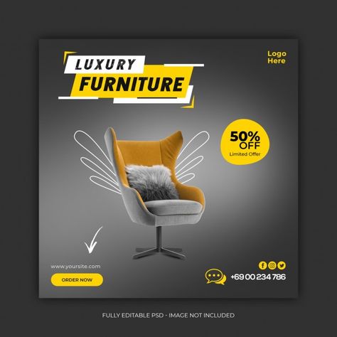 Facebook Post Design Ideas, Furniture Ads Design, Product Sales Design, Furniture Banner Design, Ad Design Inspiration, Banner Design Ideas, Easy Photoshop Tutorials, Social Media Campaign Design, Furniture Graphic