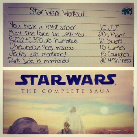 Star Wars workout I made. It is quite hard. <<< I love this ohmygosh Disney Movie Workouts, Star Wars Workout, Themed Workouts, Disney Workout, Tv Workout, Tv Show Workouts, Movie Workouts, Tv Workouts, Army Workout