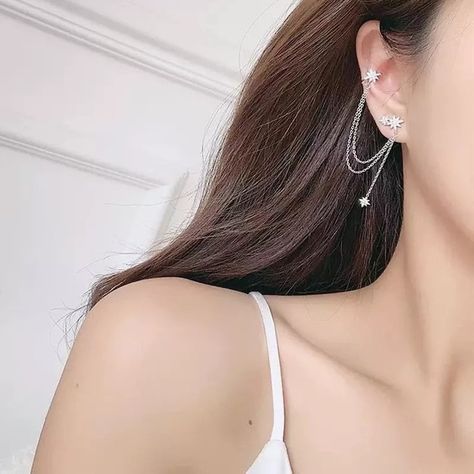 Silver chain earrings