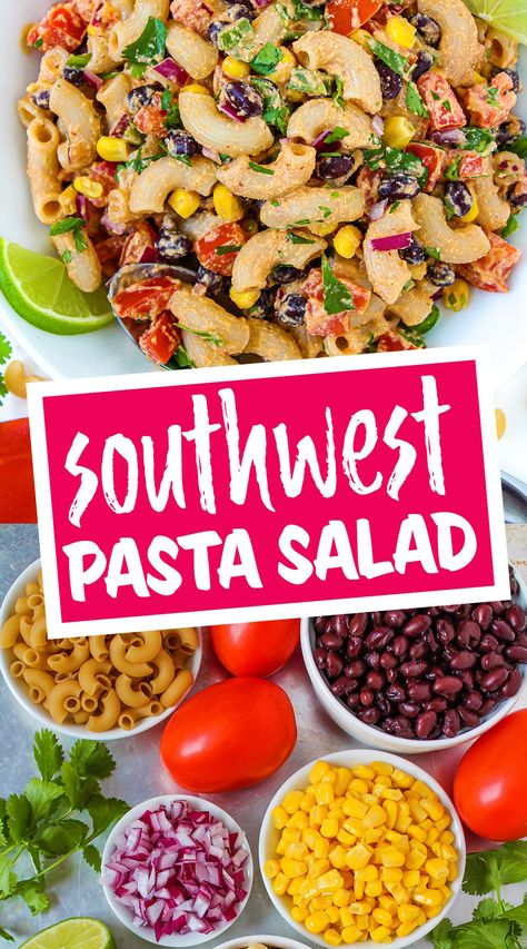 Southwest Pasta Salad with Chipotle Dressing (Vegan!) Southwest Salad Dressing Recipe, Chipotle Pasta Salad, Southwest Salad Dressing, Vegan Black Bean Recipes, Southwest Pasta, Creamy Chipotle Dressing, Southwest Pasta Salad, Chipotle Pasta, Garden Grazer