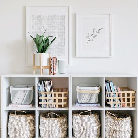 Okay so I might be a basket hoarder at this point. 😜 These belly baskets are just $10 at @thecontainerstore! 🙌🏻 Decor Shelves, Apartment Decoration, Cube Storage, Play Room, Bedroom Storage, Small Apartments, Apartment Living, Apartment Ideas, First Home