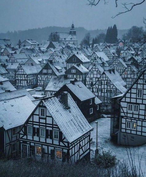 The cozy German town of Freudenberg Houses In Germany, Old Village, North Rhine Westphalia, Winter Scenery, A Town, Winter Aesthetic, Alam Yang Indah, Germany Travel, Pretty Places