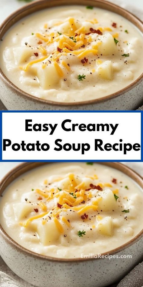 Searching for a family-friendly recipe? This creamy potato soup is the answer, offering rich taste and smooth texture. Enjoy this easy soup recipe for dinner, perfect for all ages and occasions. Easy Creamy Potato Soup Recipe, Easy Creamy Potato Soup, Creamy Potato Soup Recipe, Chicken Potato Soup, Potato Soup Easy, Vegetarian Chicken, Creamy Potato Soup, Creamed Potatoes, Easy Soup