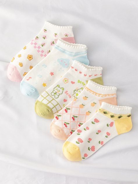 Multicolor    Cotton Cartoon,Floral,Fruit&Vegetable Ankle Socks Embellished   Women Socks & Hosiery Vegetable Cartoon, Summer Sock, Chubby Fashion, Work Socks, Barbie Dress Fashion, Birthday Gift Baskets, Ankle Socks Women, Women Socks, Cute Socks