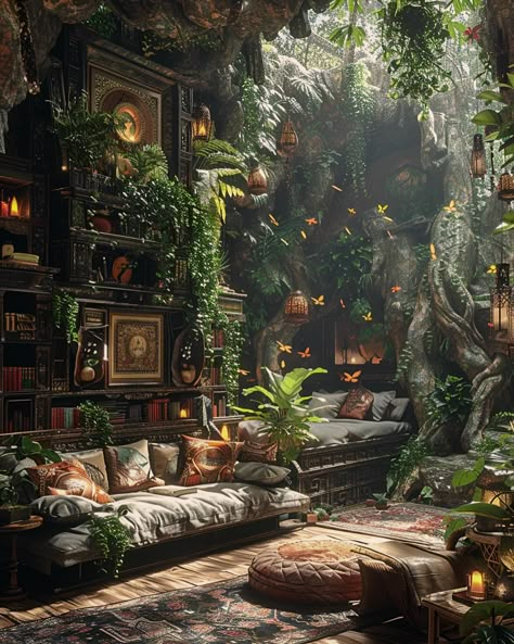 Where expeditions meet extravagance – check in for an adventure at the Indiana Jones Luxurious Hotel! 🗺️🌿🗿 . . . . . #homedecor #decor #interior #midjourneyinterior #midjourney #midjourney #midjourneyart #surreal #architecture #conceptart #midjourneyarchitecture #interiordesign #butterfly #adventure #indianajones Traveling Decor Ideas, Forest Interior Design Concept, Indiana Jones Aesthetic Decor, Indiana Jones Decor, Fantroll Ideas, Indiana Jones Aesthetic, Surreal Architecture, Witch Bedrooms, Fairytale House