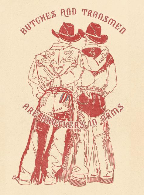 Queer Cowboy Tattoo, Weird Western Art, Trans Cowboy Art, Queer Cowboy Fashion, Cowboy Linocut, Trans Art, Cowboy Aesthetic, Queer Art, Cowboy Art