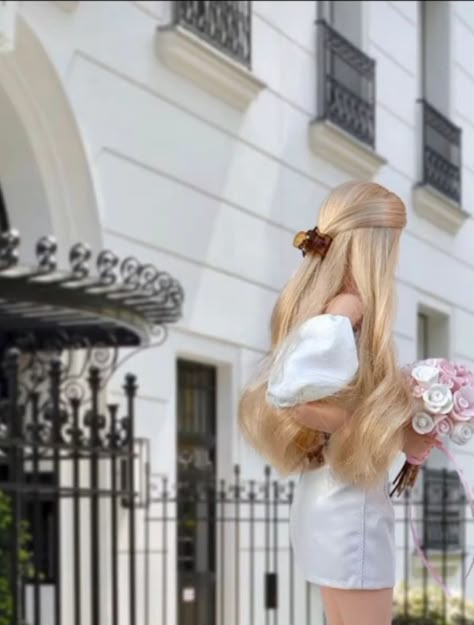 Barbie Doll, A Woman, Blonde, Flowers, Hair, Pink