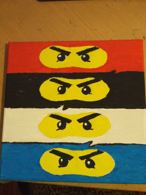 Lego Ninjago falikép (vászon + tempera/Lega Ninjago picture (canvas + water paint) Lego Ninjago Painting, Lego Painting Ideas, Ninjago Painting, Lego Painting, Candle Painting, Homemade Goods, Parking Spot Painting, Spot Painting, Water Paint