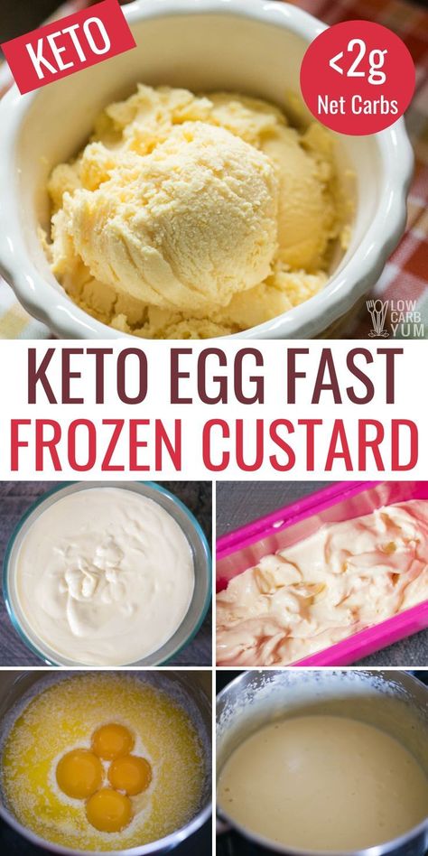 Diy Custard, Eggfast Recipes, Custard Egg, Low Carb Ice Cream Recipe, Dolce Poche Calorie, Egg Fast Diet, Keto Egg Fast, Fast Dessert Recipes, No Egg Desserts