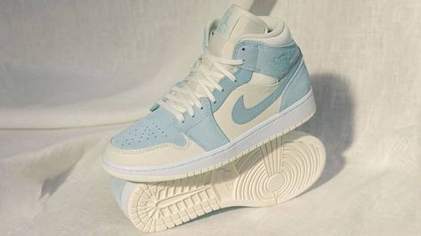 Jordan 1 Blue, Trendy Shoes Sneakers, Nike Fashion Shoes, Blue Jordans, Nike Air Jordan 1 Mid, Nike Shoes Jordans, Cute Nike Shoes, Cute Nikes, Aesthetic Shoes