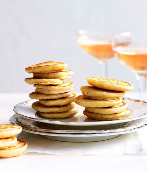 Blini recipe | Gourmet Traveller recipe - Gourmet Traveller Blini Recipe, Banh Xeo, European Food, Russian Recipes, Pancakes And Waffles, Small Bites, Fruit Desserts, Finger Foods, Gourmet Recipes