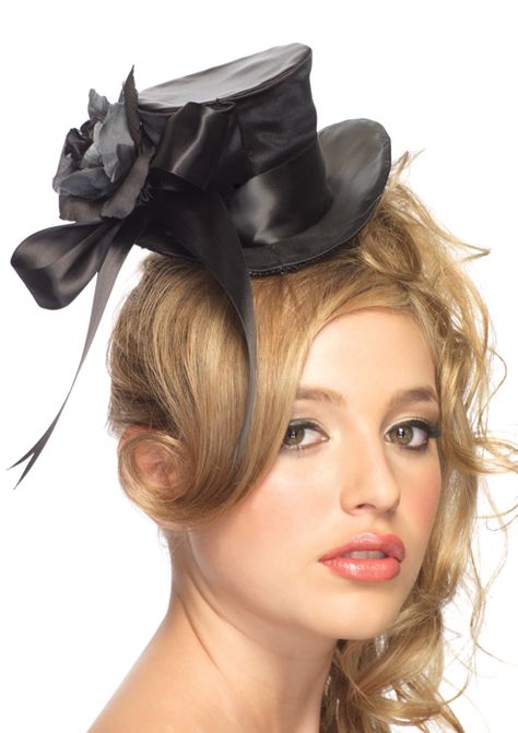 Satin Top Hat to wear with Shooting Star Costume and dress up as Satine from Moulin Rouge - $14.95 Costume Fleur, Types Of Hats For Women, Top Hat Costume, Top Hats For Women, Black Satin Top, Flower Costume, Black Top Hat, Steampunk Hat, Mini Top Hat