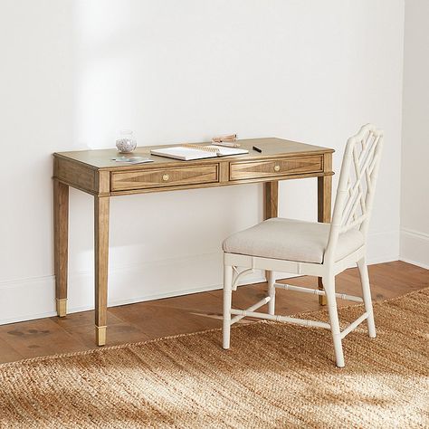 Margaret Desk | Ballard Designs Antique Wood Desk, Guest Room With Desk, Erin Davis, Nashville House, Foyer Light, Closet Storage Systems, Forest Beach, Stylish Petite, Beautiful Desk