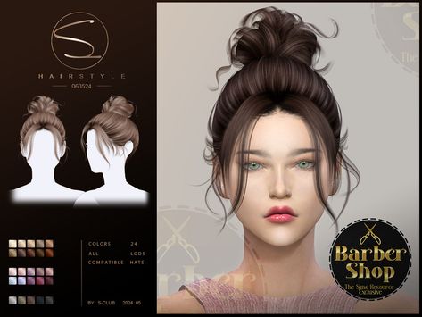 The Sims Resource - (Barber Shop)Cute updo hairstyle 060524 Sims 4 Messy Bun Cc, Cute Updo Hair, Sims 4 Messy Bun, Sims4 Shoes, Hair Ts4, Cute Hairstyles Updos, Bow Bun, Sims 4 Tsr, Nike Wallpapers