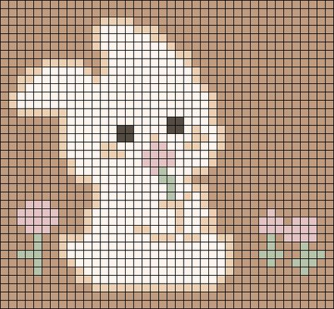 Miffy Pixel Grid, Pixel Grid Crochet Bag, Kawaii Alpha Pattern, Bunny Pixel Art, Cute Alpha Patterns, Pixel Grid Crochet, Alpha Pattern Crochet, Crochet Alpha Pattern, Pixel Art Crochet