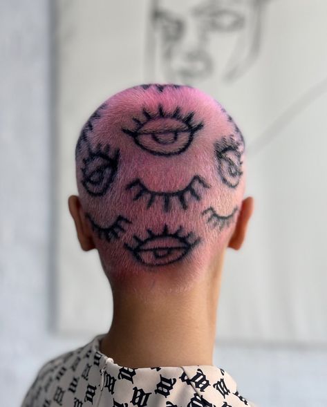 Paye Lin on Instagram: “🧿��🧿🧿😜” Bleached Hair Men, Shaved Head Designs, Buzzed Hair Women, Cool Hair Designs, Hair Colour Design, Shaved Hair Designs, Buzzed Hair, Hair Patterns, Bald Hair