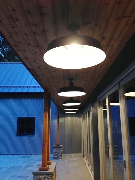 Carport Lighting Ideas, Pole Barn Lights Exterior, Pole Barn Lighting, Large Barn Lights Exterior Garage, Outdoor Horse Arena Lighting, Outdoor Barn Led Lighting Door, Barn Makeover, Pole Barn Shop, Commercial Outdoor Lighting