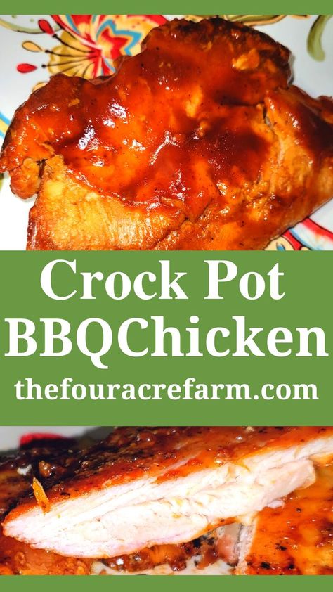 This BBQ Chicken is so easy to make, and my family loves it! Crock Pot BBQ Chicken has all the bbq flavor without the hassle of a grill. Easy 5 ingredient BBQ Chicken recipe. Chicken | Thighs | Breasts | Oven | Baked | Healthy | Easy | BBQ | Sauce | Dinner | Recipes | Breast | #chicken #bakedchicken #thighs #breast #tender #juicy #easyrecipe #dinner #tenders #dinnerideas #dinnerrecipes #chickendinner #oven #baked #mealprep #lunch #sauce #bbq #family #quick #grill #picnic #family #supper Crockpot Bbq Chicken Breast, Chicken Tenders Crockpot, Bbq Baked Chicken Breast, Crock Pot Bbq Chicken, Recipe Chicken Thighs, Grilled Bbq Chicken Breast, Bbq Chicken Breast Recipe, Mealprep Lunch, Crock Pot Bbq