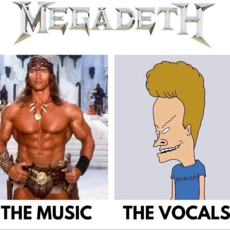 100% true, and the reason I can't listen to them. Lyrics don't matter, but a bad vocalist absolutely ruins the entire band. Metal Humor, Beavis Y Butthead, Metalhead Fashion, Metalhead Guy, Can Band, Metal Meme, Meme Meme, Dave Mustaine, Band Humor