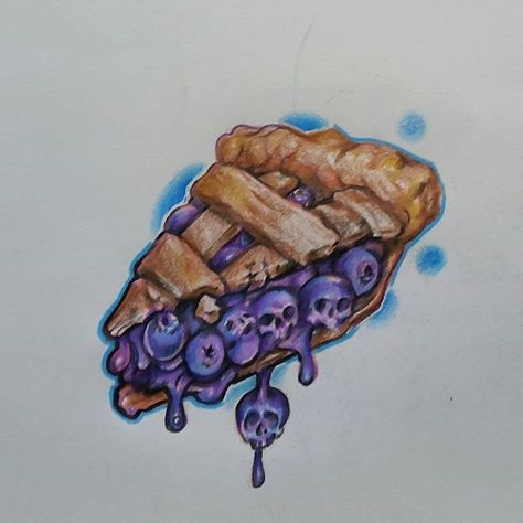 Pie Slice, Blueberry Pie, A Drawing, Pie, Tattoos