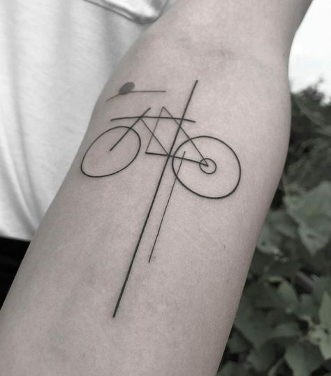 Minimalist Bike, Cycling Tattoo, Bike Tattoo, Tattoo Abstract, Gear Tattoo, Wheel Tattoo, Line Tattoo Ideas, Bicycle Tattoo, Small Girly Tattoos