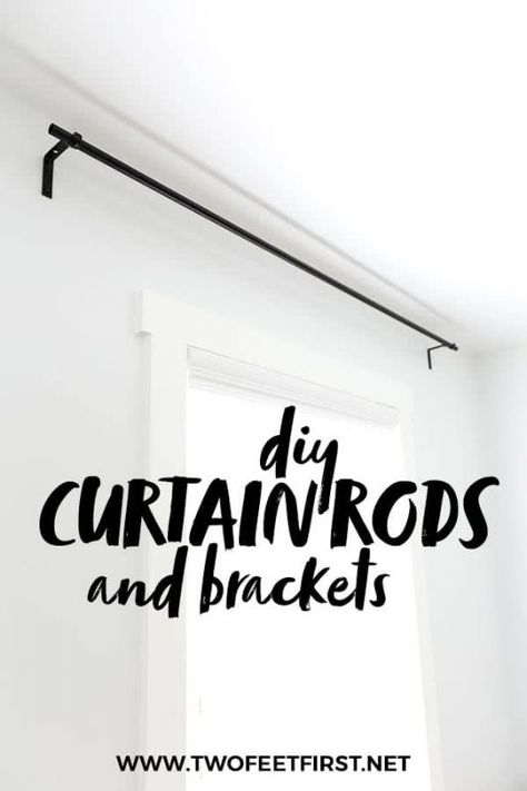 Make your home more inviting and cozy by adding curtains to the windows. But use this budget-friendly tutorial on how to make DIY curtain rods and bracket. This project is an easy and cheap way to update your home decor. #twofeetfirst #curtains Diy Curtain Rod Brackets, Cheap Ways To Update Your Home, Homemade Curtain Rods, Diy Curtain Rod, Cheap Curtain Rods, Industrial Curtain Rod, Long Curtain Rods, Black Curtain Rods, Metal Curtain Rod